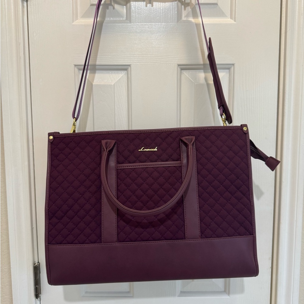 Lovevook Purple Quilted waterproof Laptop Bag with Structured Handles - Picture 2 of 16